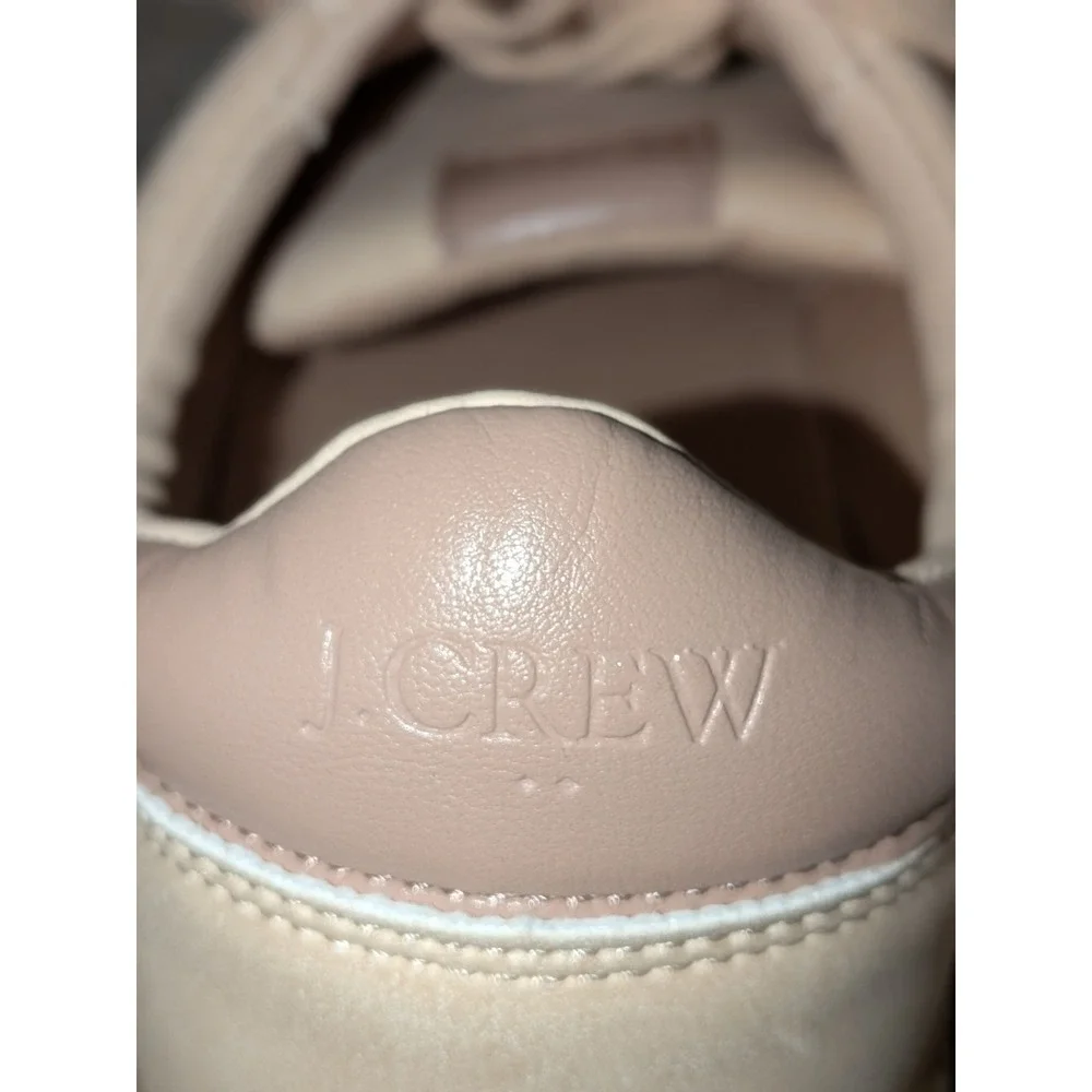 J. Crew Lace Up Sneakers Tan Suede Gum Sole Women's Size‎ 8.5 NWT Flaw $108
